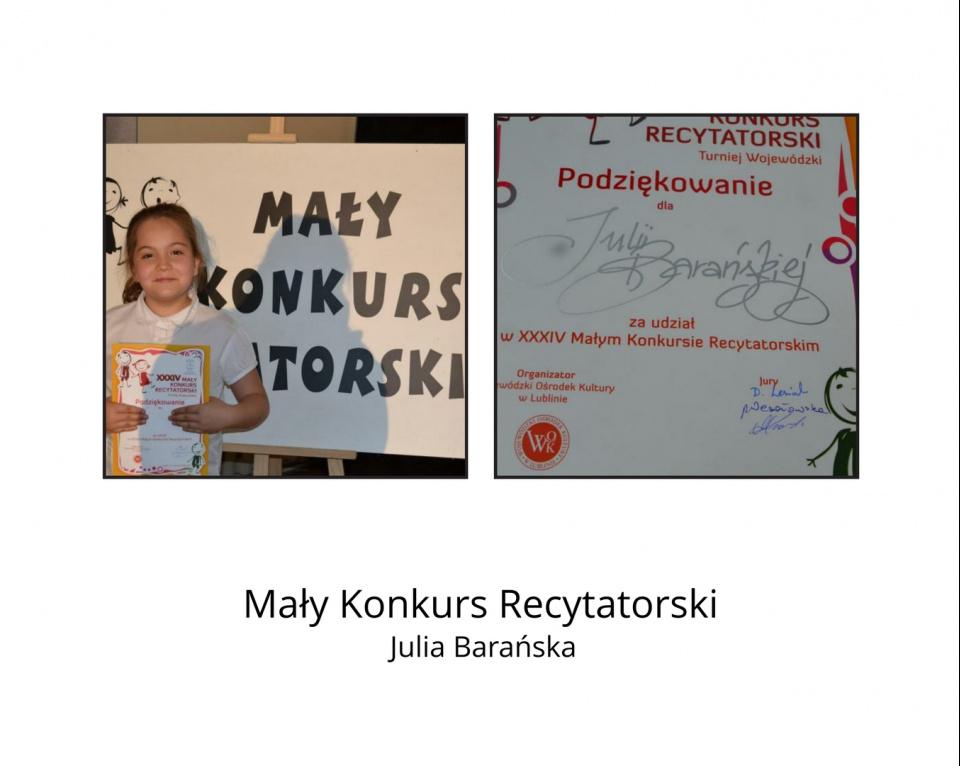Reprezentantka naszej szkoły w Wojewódzkim Konkursie Recytatorskim.