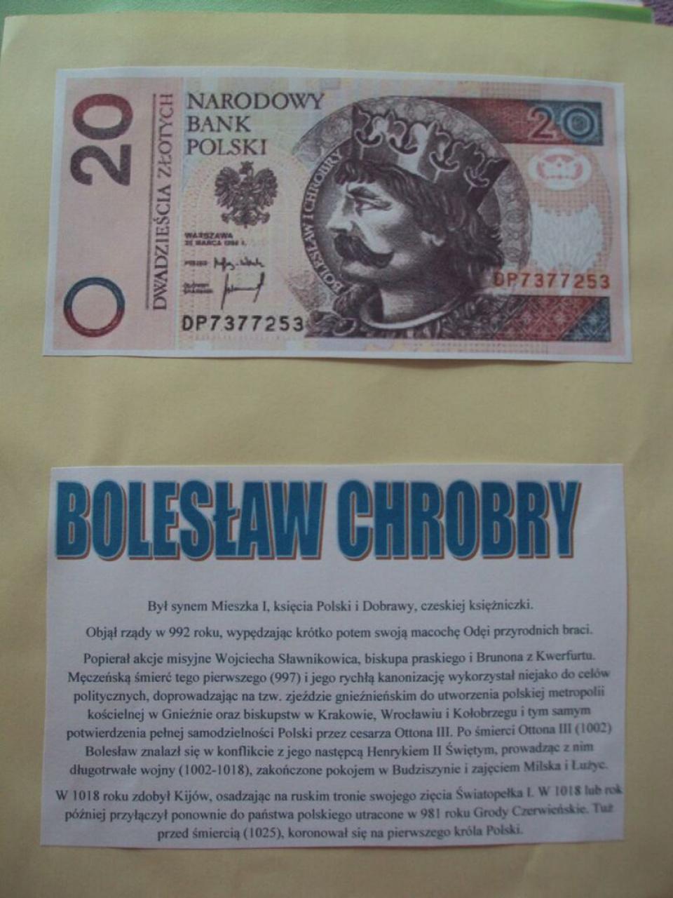 Plakat pt "wizerunki postaci historycznych na polskich banknotach"