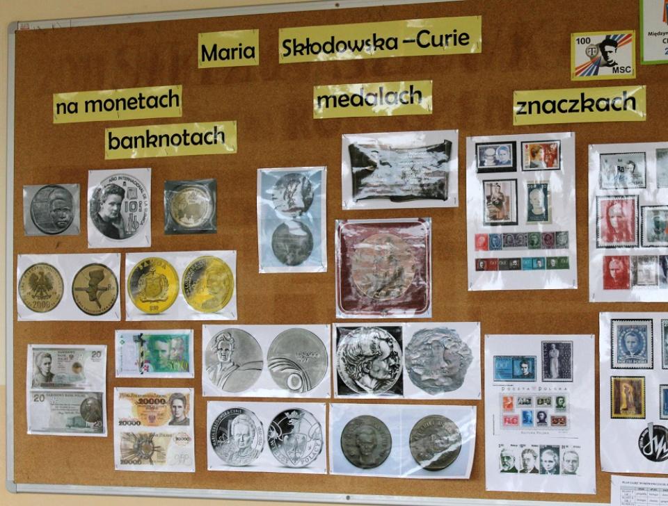 Maria Skłodowska-Curie na monetach, banknotach, znaczkach